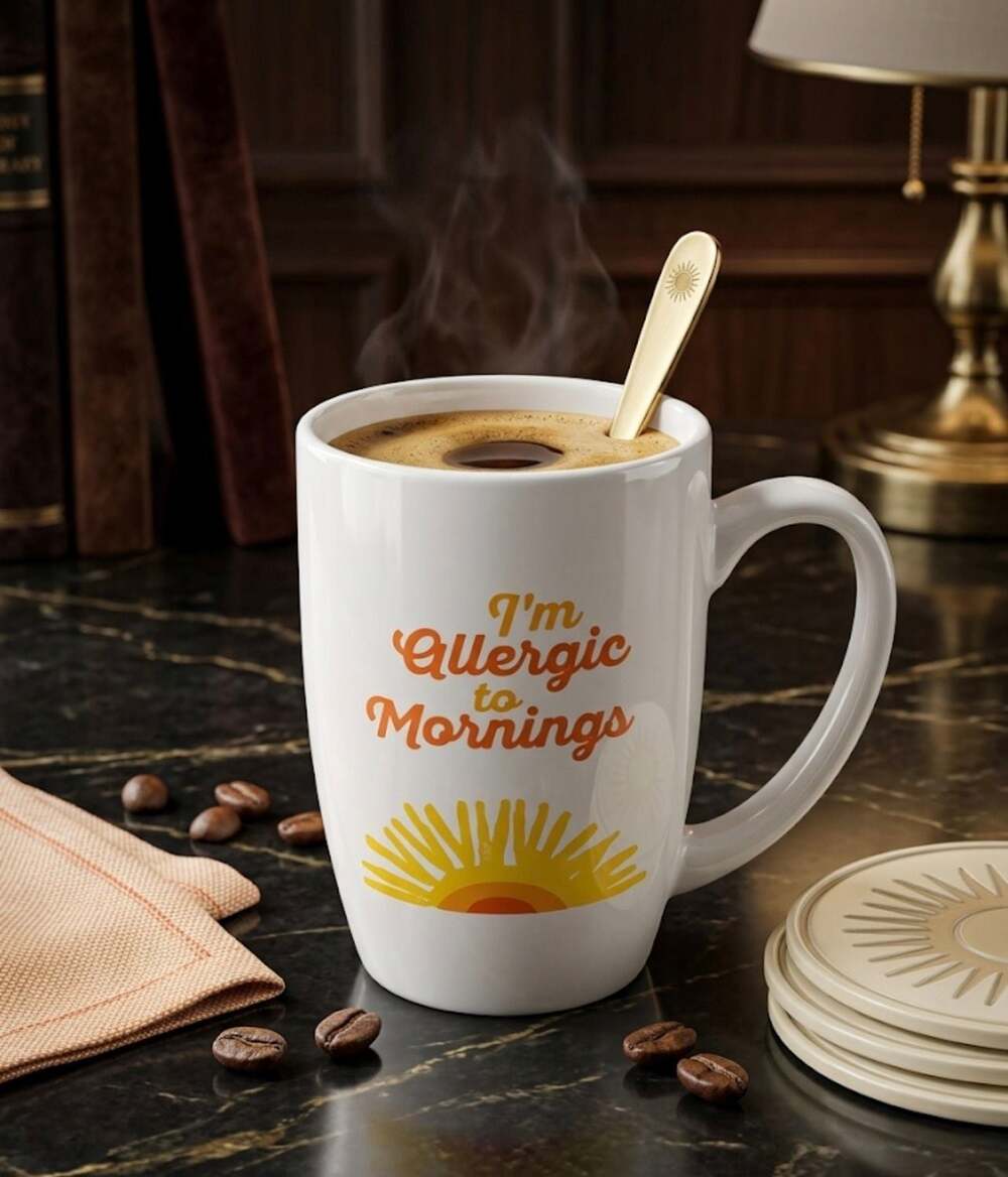 Pfaltzgraff Sentiment Mug - I'm Allergic to Mornings Ceramic Coffee Mug